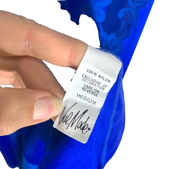 Vintage 70s Val Mode Blue Lace Full Length Spaghetti Strap Nightgown Medium - Picture 4 of 13